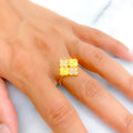 Trendy Vibrant 21k Gold CZ Ring