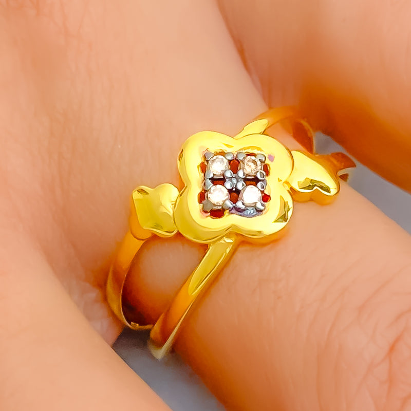 Artistic Bold 21k Gold CZ Ring