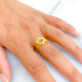 Artistic Bold 21k Gold CZ Ring