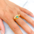 Unique Evil Eye 21k Gold CZ Ring