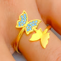 Beautiful Overlapping Butterfly 21k Gold CZ Ring