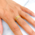 Lovely Leaf 21k Gold CZ Ring