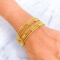 Edgy Lustrous 22k Gold Bangle Pair