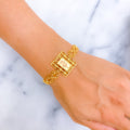 Edgy Geometric Floral Link 21k Gold Bracelet