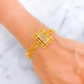 Edgy Geometric Floral Link 21k Gold Bracelet