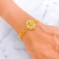 Radiant Round 21k Gold Floral Bracelet