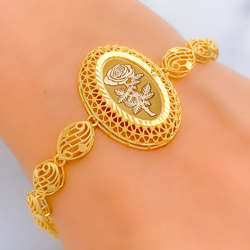 Captivating Netted Oval 21k Gold Bracelet