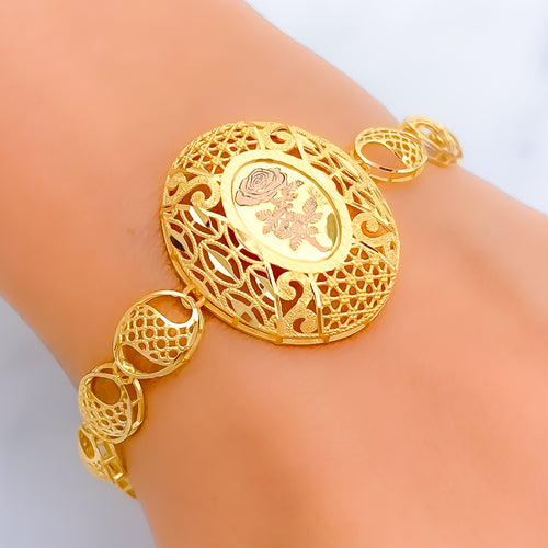 Glimmering Buffed Oval 21k Gold Bracelet