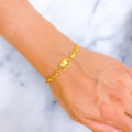 Ornamental Leaf Accented 21k Gold Bracelet