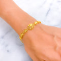 Ornamental Leaf Accented 21k Gold Bracelet