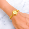 Luminescent Floral Dome 21k Gold Bracelet