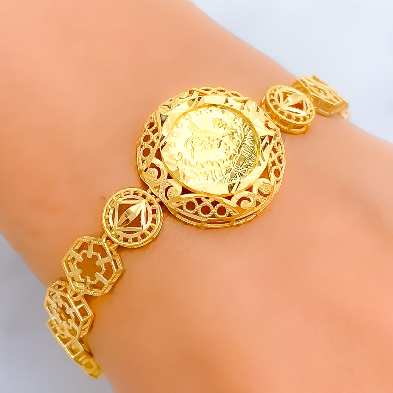 Embellished Floral Vine 21k Gold Bracelet