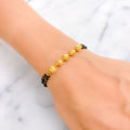 Charming Dressy 22k Gold Black Bead Bracelet