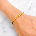 Fashionable Elevated 22k Gold Black Bead Bracelet