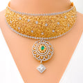 Magnificent Blooming 18k Rose Gold CZ Necklace Set 