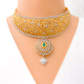Magnificent Blooming 18k Rose Gold CZ Necklace Set 