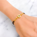 Tasteful Stately 22k Gold Black Bead Bracelet