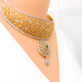 Magnificent Blooming 18k Rose Gold CZ Necklace Set 