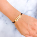 Glistening Elegant 22k Gold Black Bead Bracelet