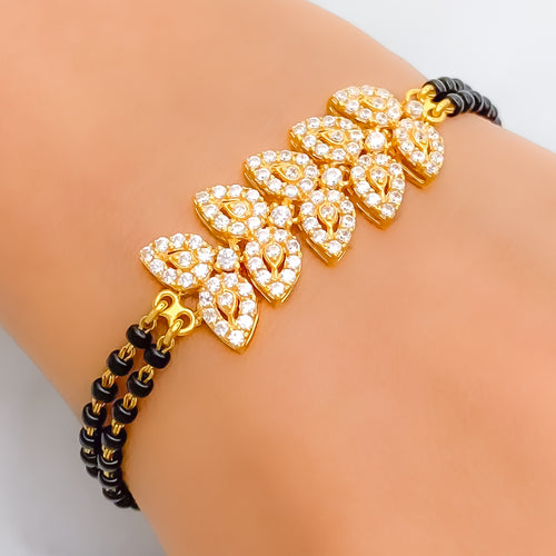 Glistening Elegant 22k Gold Black Bead Bracelet