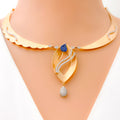 Ethereal Marquise Leaf 18k Gold CZ Necklace Set 