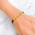 Sparkling Beadwork 22k Gold Black Bead Bracelet