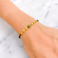 Vibrant Charming 22k Gold Black Bead Bracelet