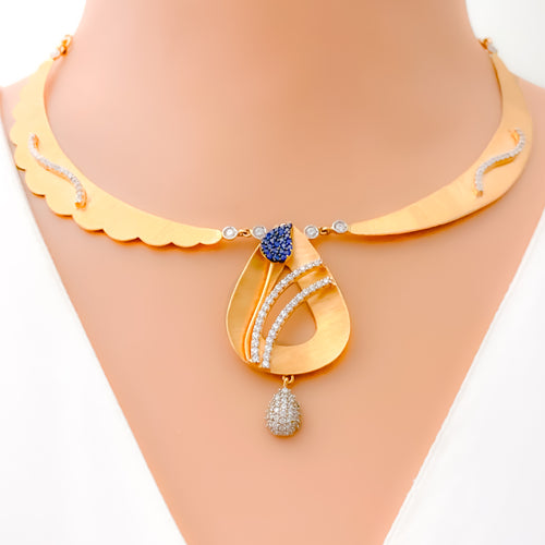 Beautiful Sparkling 18k Rose Gold CZ Necklace Set 