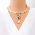 Contemporary High Finish 18k Rose Gold CZ Necklace Set