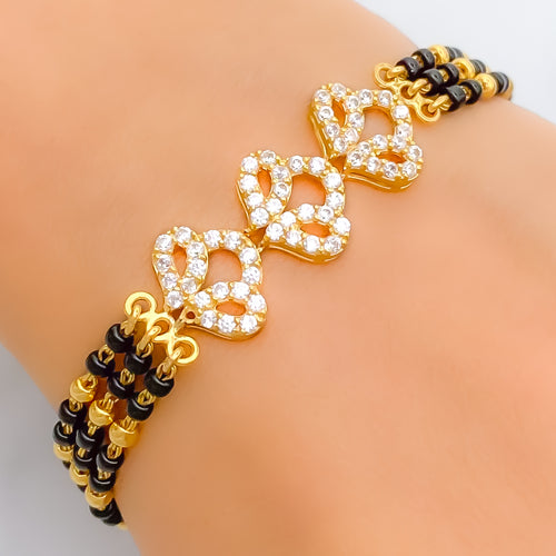 Sparkling Upscale 22k Gold Black Bead Bracelet