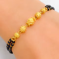 Noble Beaded 22k Gold Black Bead Bracelet