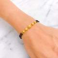 Noble Beaded 22k Gold Black Bead Bracelet