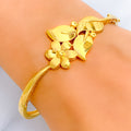 Glimmering High-Gloss 22k Gold Floral Bangle Bracelet 