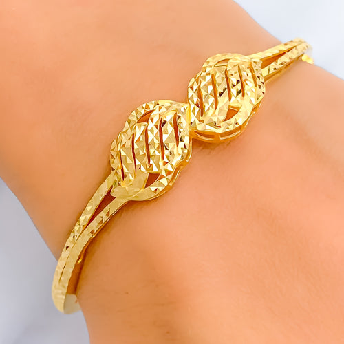 Brilliant Lustrous 22k Gold Striped Bangle Bracelet 