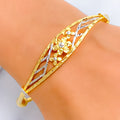 Luminescent Two-Tone 22k Gold Floral Bangle Bracelet 