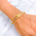 Luminescent Two-Tone 22k Gold Floral Bangle Bracelet 