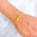 Charming Faceted 22k Gold Motif Bangle Bracelet 