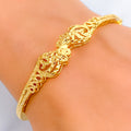 Charming Faceted 22k Gold Motif Bangle Bracelet 