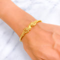 Charming Faceted 22k Gold Motif Bangle Bracelet 