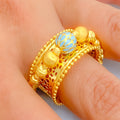 Magnificent Enameled 21k Gold Fancy Ring 