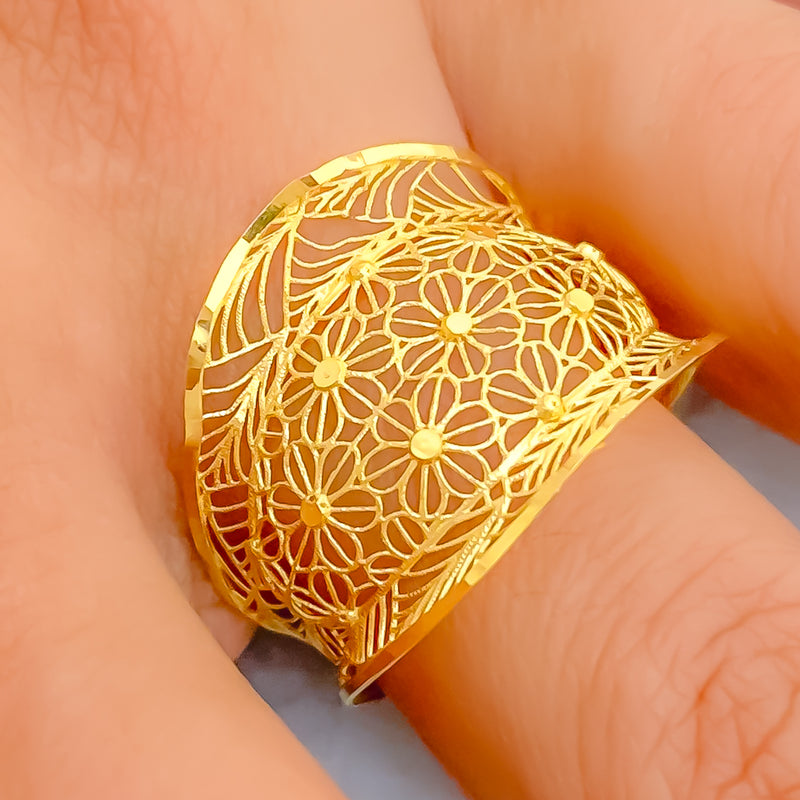 Ornate Filigree 21k Gold Artistic Ring 