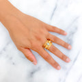 Elegant Sparkling 21k Gold Netted Ring 