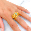 Elegant Sparkling 21k Gold Netted Ring 