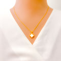 Stylish Stunning 21k Gold Clover Pendant W/Chain 