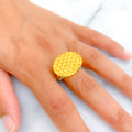 Grandiose Bold 21k Gold Trendy Oval Ring 