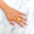 Lustrous Oval Buttoned 21k Gold Ring 