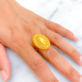 Lustrous Oval Buttoned 21k Gold Ring 