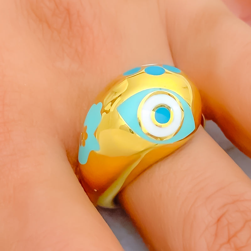 Glamorous Decorative Evil Eye 21k Gold Ring