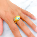 Glamorous Decorative Evil Eye 21k Gold Ring