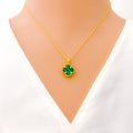 Palatial Posh 21k Gold Clover Pendant W/Chain 